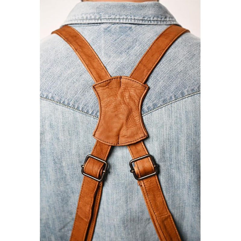 Cross-border 2025 nuevo delantal europeo y americano simple retro cuero bolsillo artesano carpintería mono delantal vellón de doble cara