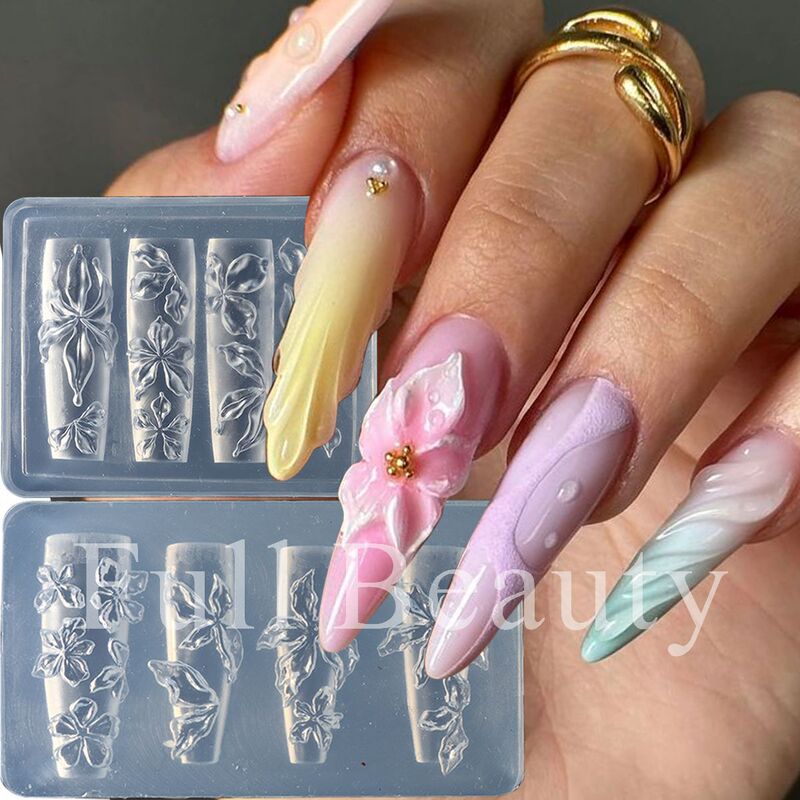 フルビューティークロスボーダー新しいネイルアートシリコーン型花びら氷透明花彫刻型マニキュアツール|undefined