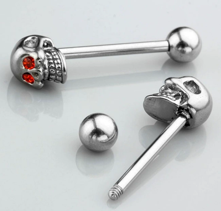 Серьги из нержавеющей стали, пирсинг языка, череп, новая коллекция