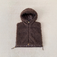 法蒙mc家25新款女士保暖马甲羽绒服毛毛时尚款线同款短款连帽服