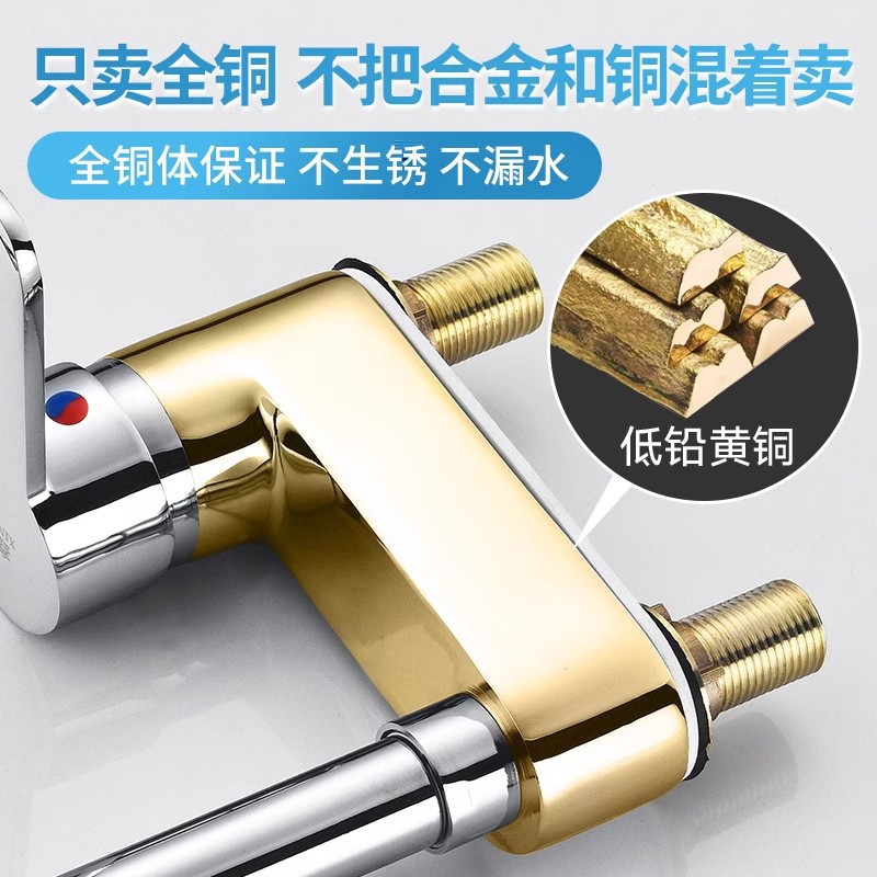 Todo cobre agua caliente y fría doble uso doble orificio lavabo grifos giratorios antiguo lavabo lavabo lavabo