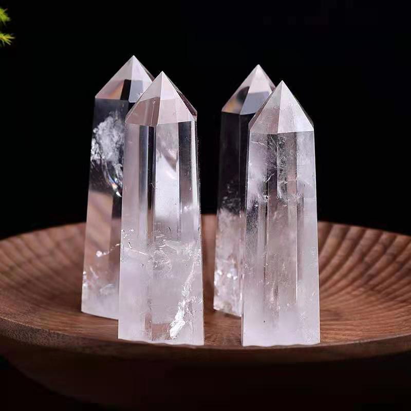 White Crystal Column, White Crystal Single-Pointed Prism, White Crystal Rough Stone Polished Hexagonal Prism, Crystal Ornaments Cross-Border Supply White Crystal Column, White Crystal Single-Pointed Prism, White Crystal Rough Stone Polished Hexagonal Prism, Crystal Ornaments Cross-Border Supply