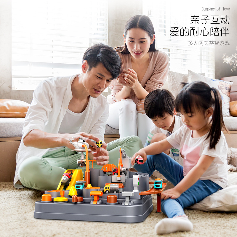Nuevos juguetes de aventura de coche de ingeniería transfronteriza inercia pista deslizante juguetes educativos de novedad para niños