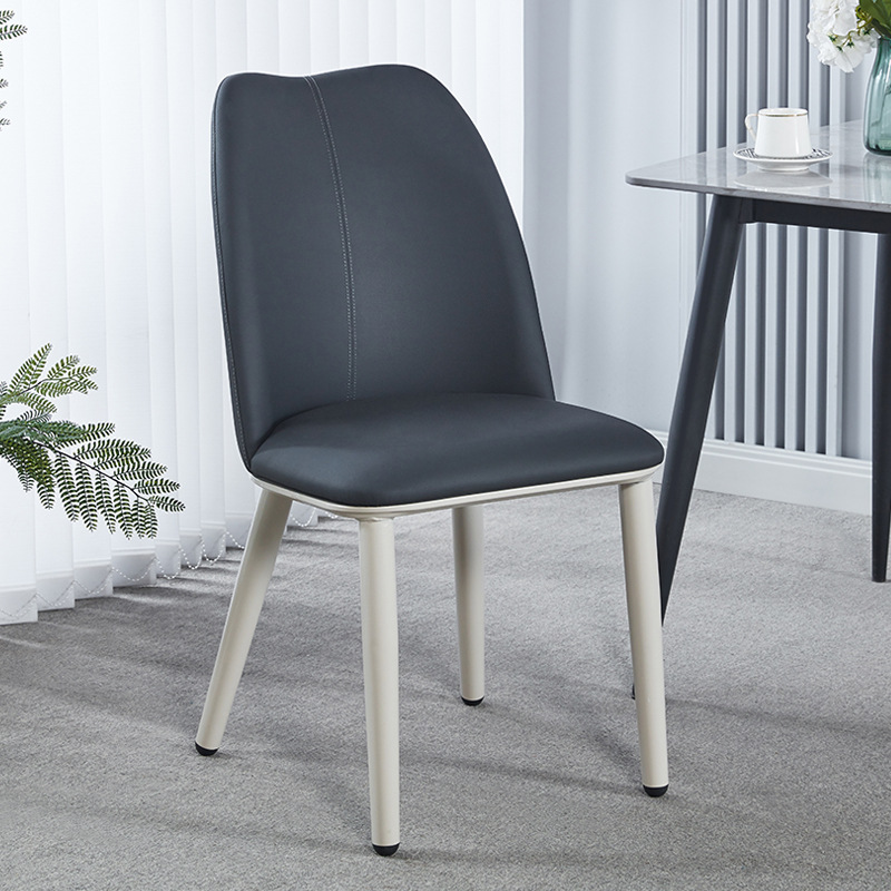 Silla de comedor de estilo italiano para uso doméstico, silla sencilla con respaldo de cuero, estilo nórdico para reuniones, mesa y silla de restaurante de hotel con respaldo alto.