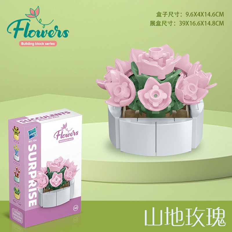 Diamante caballo bloques de construcción flor suculenta olla creativa ramo decoración compatible con Lego niños pequeñas partículas ensambladas juguetes al por mayor