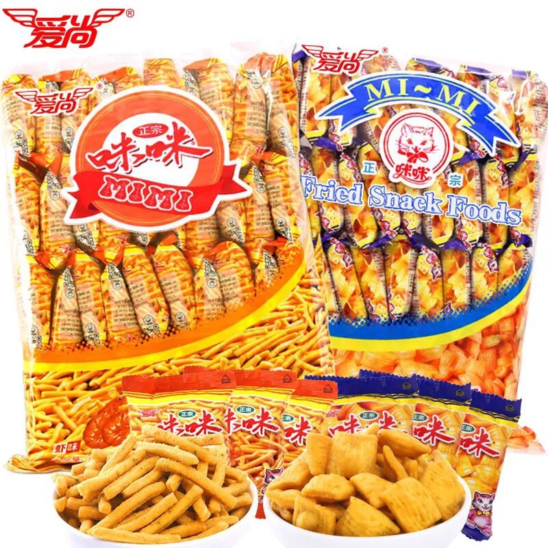 爱尚咪咪虾条10克80包虾味条散装童年怀旧好吃的休闲小零食大礼包