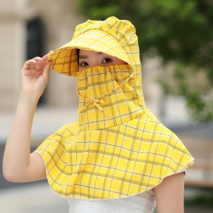 Spring and Summer Sunscreen Mask Neck Protection Integrated Hat Women's Sunshade Hat Outdoor Tea Picking Work Face Covering UV Protection