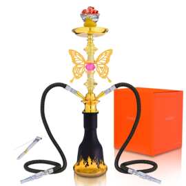 跨境厂家阿拉伯水烟壶全套新款中号双管单管玻璃烟斗酒吧shisha
