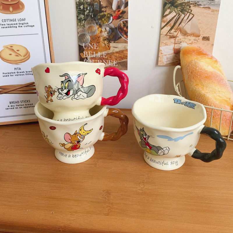 見栄えの良い漫画のトムとジェリーのカップマグセラミックカップウォーターカップホームオフィス朝食コーヒーカップ|undefined
