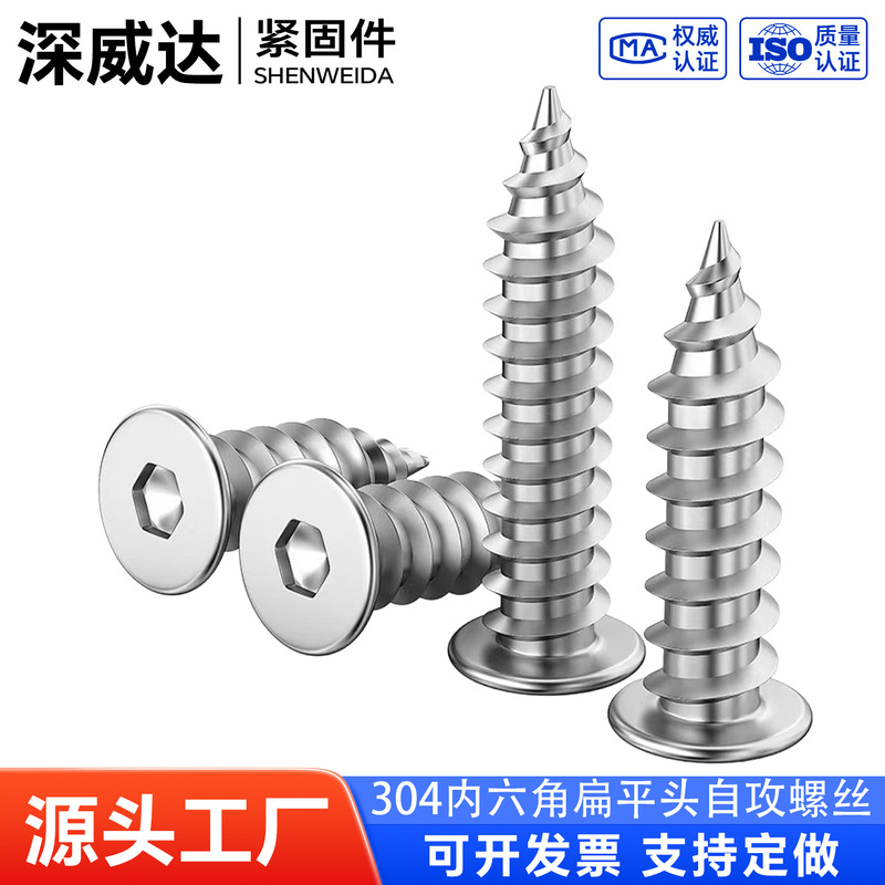 304 Stainless Steel Flat Head Hex Socket Self-Tapping Screws Ca Hex Socket Flat Head Self-Tapping Screws Direct from Manufacturer