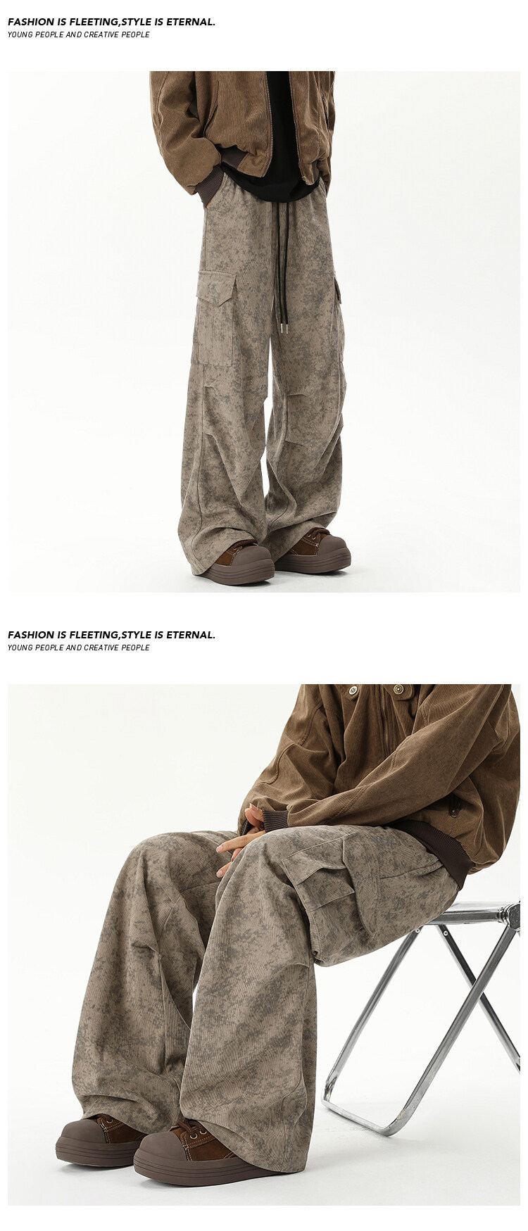 Men's Wasteland Style Marble Pattern Corduroy Work Pants Casual_voghion.com