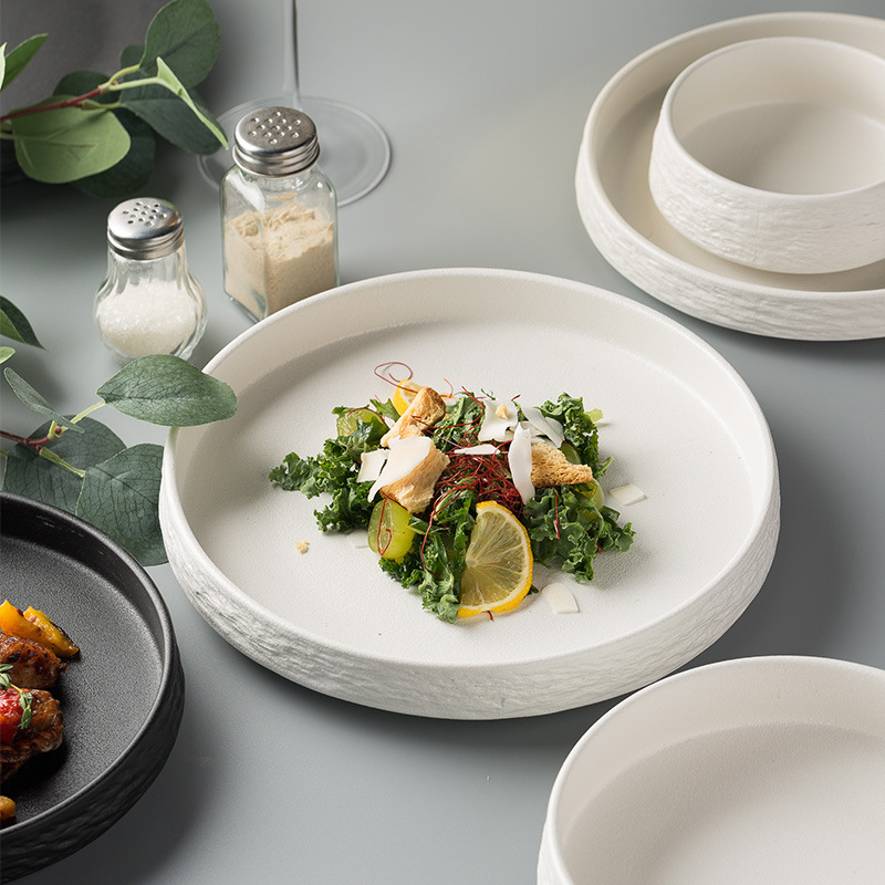 Plate high-grade soup plate frosted deep plate salad plate household Japanese dish ceramic tableware Western restaurant Pasta Plate Plate high-grade soup plate frosted deep plate salad plate household Japanese dish ceramic tableware Western restaurant Pasta Plate