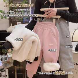 一条过冬保暖加厚束脚加绒加厚卫裤外穿儿童棉裤冬季保暖2025新款