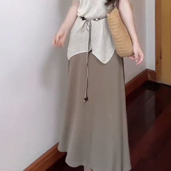 慵懒韩系时尚套装女夏新款防晒宽松针织罩衫显瘦背心连衣裙两件套|undefined