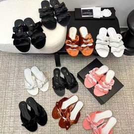 欧洲站法式平底拖鞋凉鞋2025夏季蝴蝶结拖鞋设计师拖鞋女夏外穿