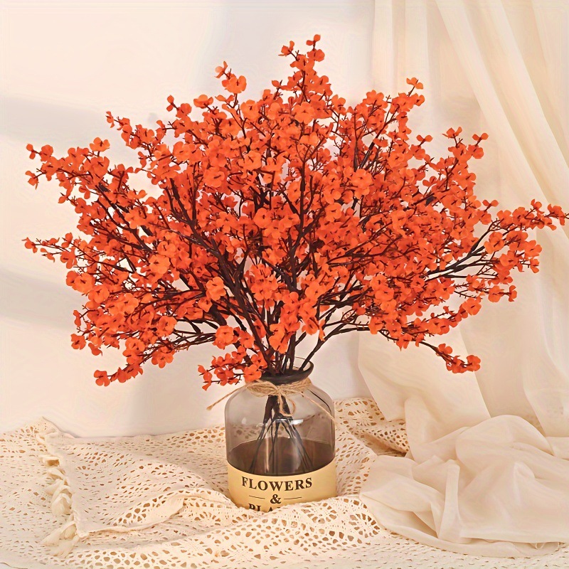 模擬花シングルピンク梅の花とカスミソウの花束造花 diy ホームリビングルームの装飾装飾品フラワーアレンジメント|undefined