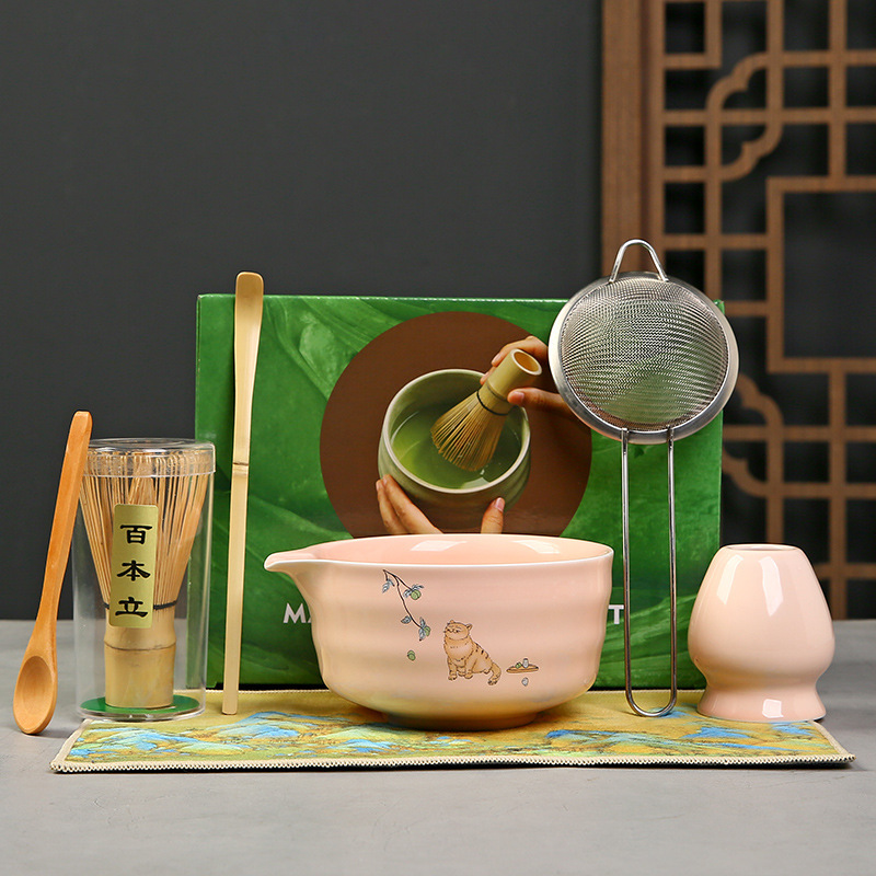 抹茶茶碗日本式抹茶宋代点茶道具陶磁器茶碗カップミキサー抹茶ブラシ茶コップセット|undefined