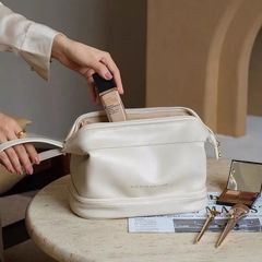 韓版新款2024雙層雲朵化妝包 ins風多層化妝品收納包防水貝殼包