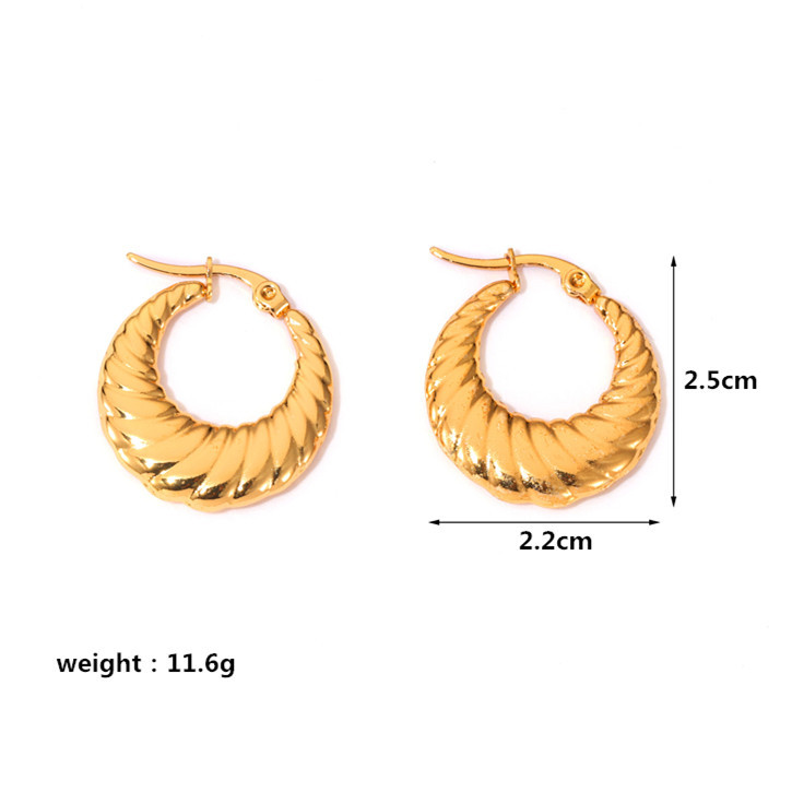 16g Weight Stainless Steel Ear Needle Material Hoop Earrings Classification 1 Pair Quantity Holiday, Daily Occasion Stainless Steel Material Geometric Pattern Women's Gender Plating Design IG Style, Casual Style 1 Pair IG Style Casual Geometric Plating Stainless Steel Hoop Earrings 6