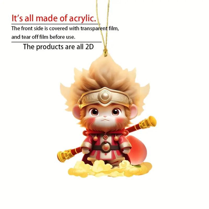 Creativo encantador dibujo animado Sun Wukong colgante acrílico plano transfronterizo nuevo colgante de llaver colgante decoración image 4