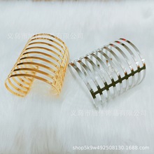 新款手镯金属手环夸张镜面宽镯子朋克风手链多种素圈欧美潮流臂环
