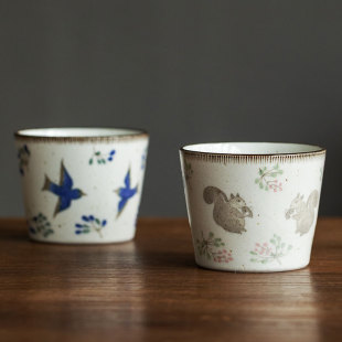 Imported Japanese Braised Ceramic Hand-held Cup Japanese Handmade Vintage Cute Ceramic Tea Cup Household Water Cup