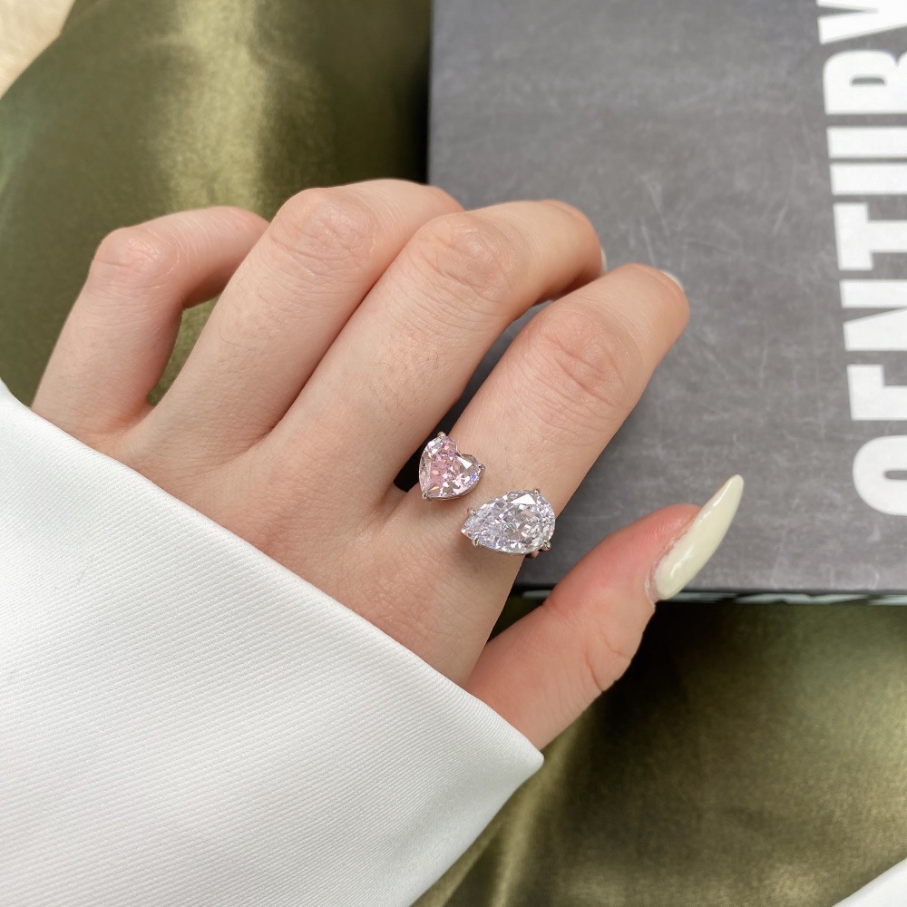 3g Weight Zircon Inlay Material Rings Classification 1 Piece Quantity Daily, Date Occasion 925 Sterling Silver Material Water Droplets, Heart Shape, Bow Knot Pattern Women's Gender Plating Design Elegant, Sweet Style 925 Sterling Silver Zircon Water Droplets Heart Shape Bow Knot Rings 925 Sterling Silver Rings 32