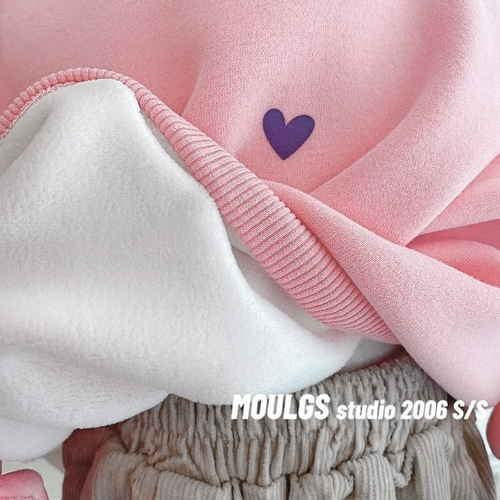 Children's sweatshirt autumn and winter plus velvet for baby girls Korean style tops for children and infants thickened sweatshirt trendy one-piece dropshipping