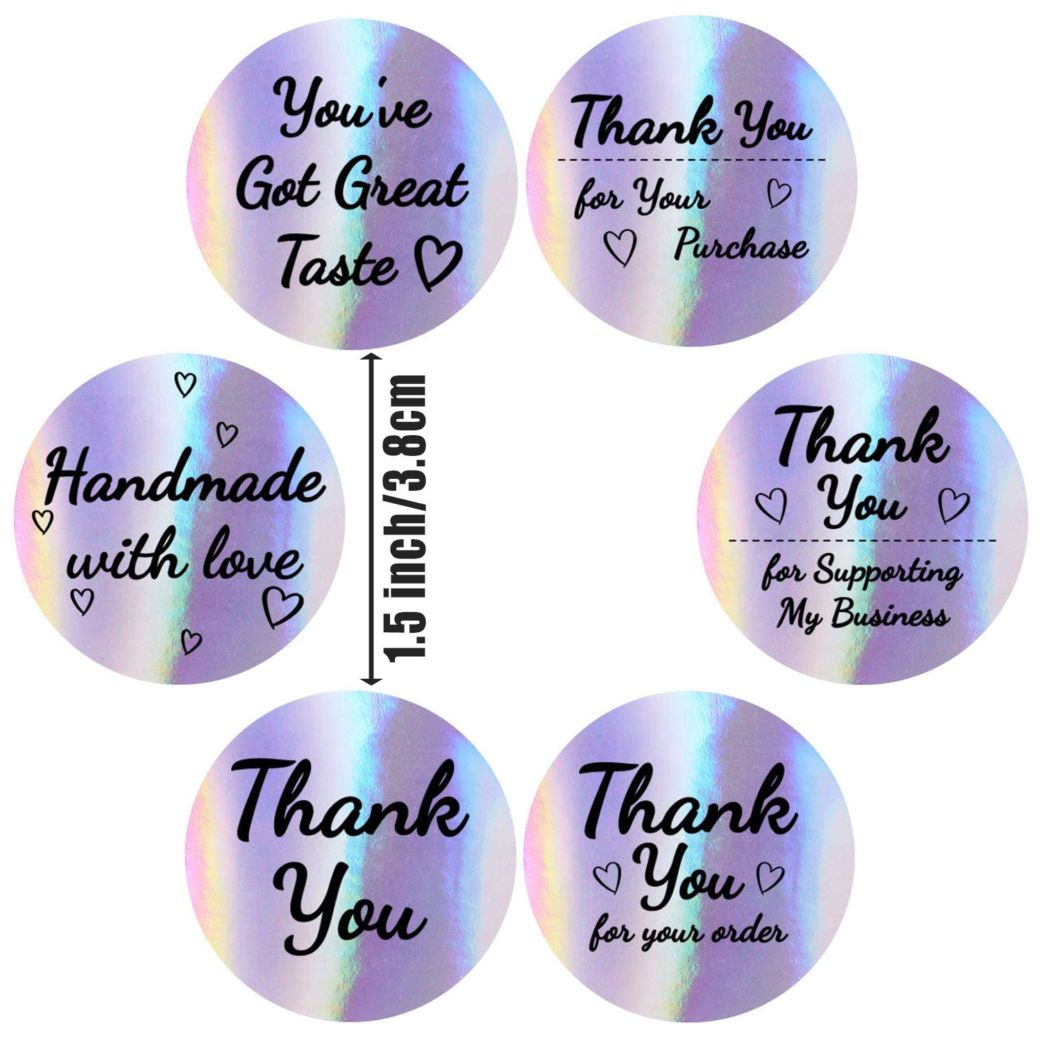 Fashion 1000pcs/roll Laser Bronzing Letter Thank You Sticker