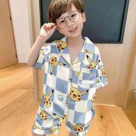 2025儿童睡衣春秋开衫女童夏季薄款家居服大童男孩短袖空调服棉无