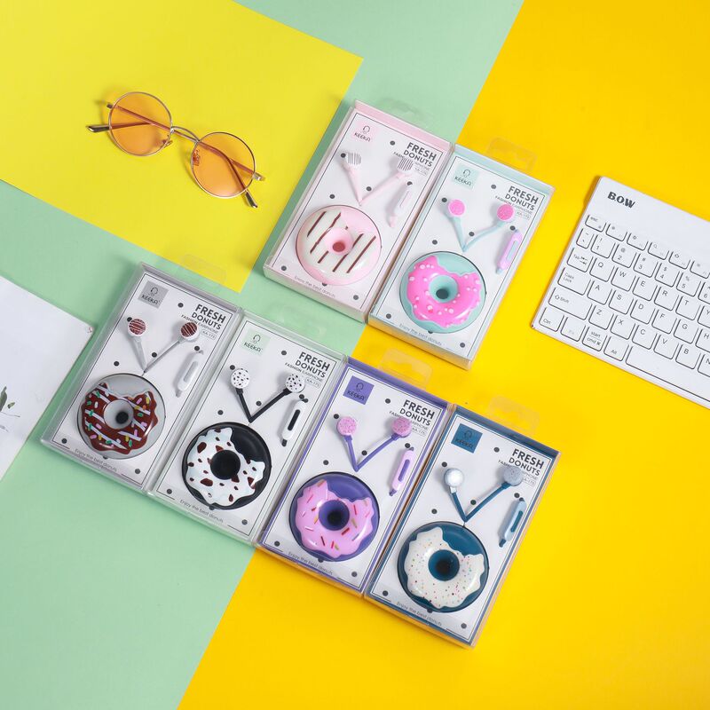 Cross-Border Popular In-Ear Type with Donut Wire-Wrapped Storage Box Wired Headphones Round Head Cute Headphones Keeka Cross-Border Popular In-Ear Type with Donut Wire-Wrapped Storage Box Wired Headphones Round Head Cute Headphones Keeka