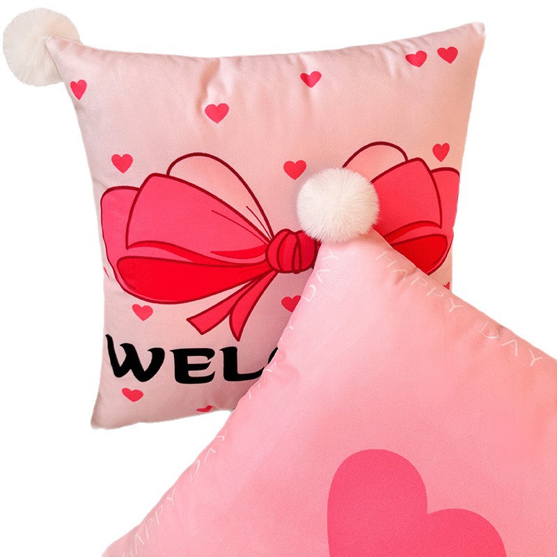 Bowknot love dopamina almohada funda de almohada sala de estar sofá almohada impresión de cabecera almohada de cintura abstracta bola de pelo