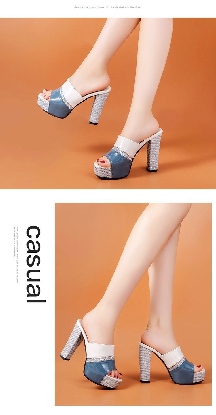 발편한여성샌들 가보시힐 규빅비즈샌들 여성뮬슬리퍼형샌들