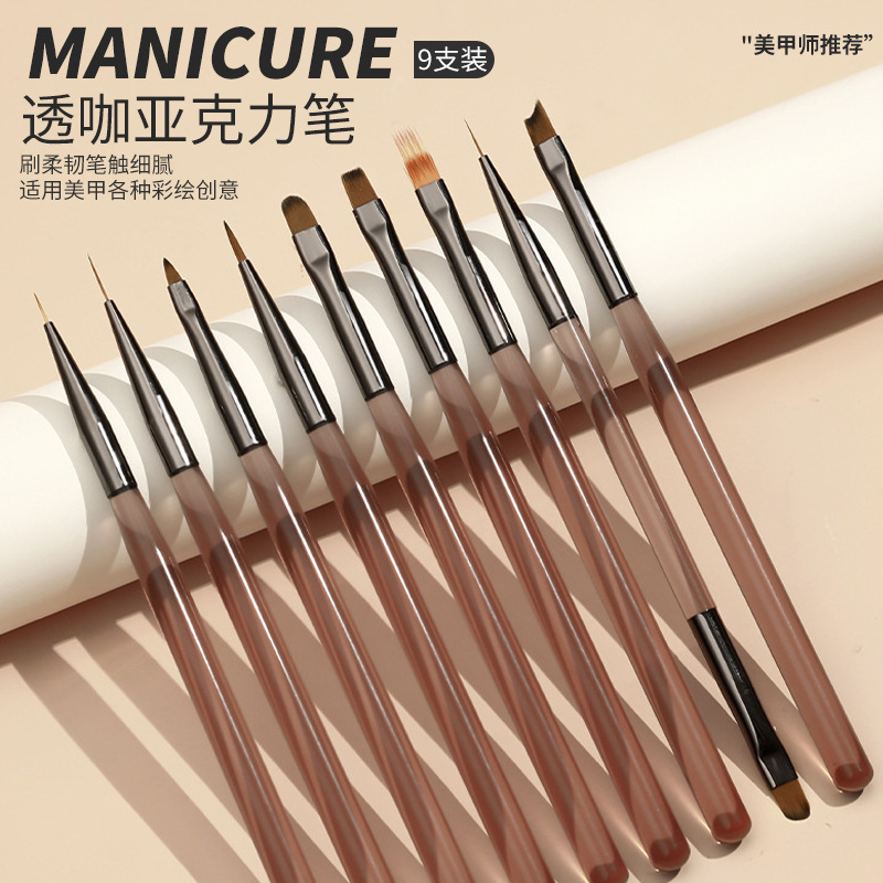 Nail art pens for cross-border nail salons, popular online style, available in multiple sizes, transparent acrylic nail art pen set Nail art pens for cross-border nail salons, popular online style, available in multiple sizes, transparent acrylic nail art pen set