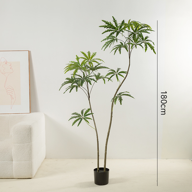 Simulación de plantas verdes, sensación avanzada de madera de pavo real, decoración de interiores para el hogar, plantas de adorno de piso, plantas en macetas, ventanas, plantas de árboles falsos