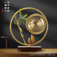 新中式纯铜座钟客厅家用时尚桌面台式钟表电视柜轻奢艺术台钟摆件