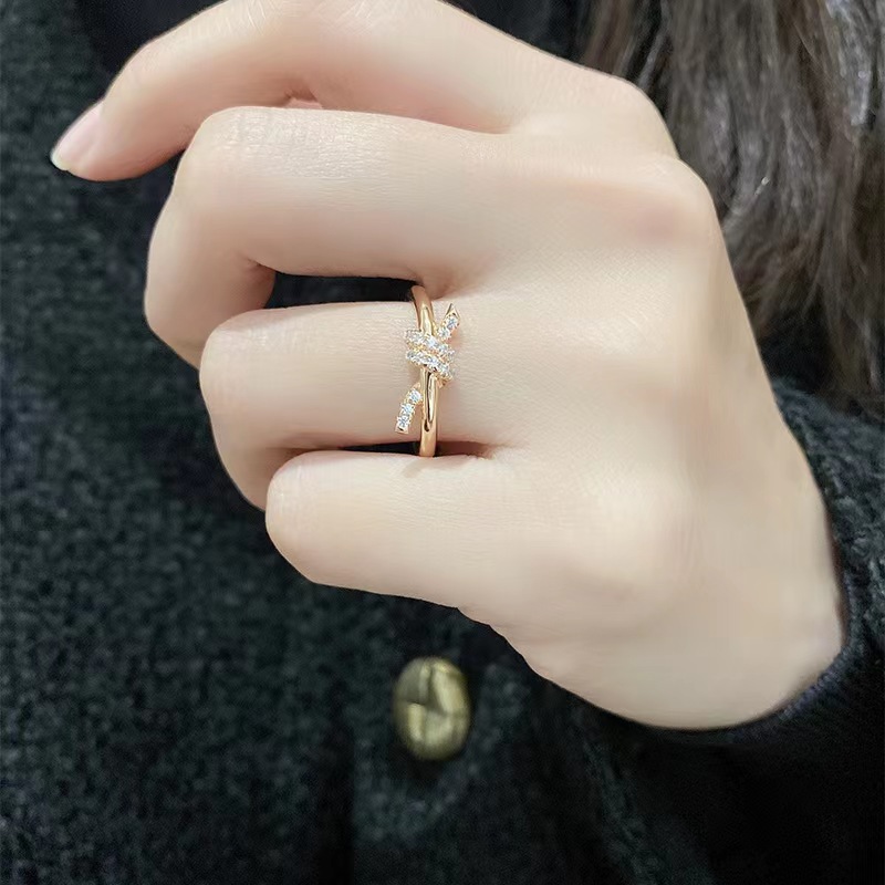 Sterling Silver Rose Gold Plated Silver Plated Elegant Lady Streetwear Inlay Printing Zircon Rings display picture 3