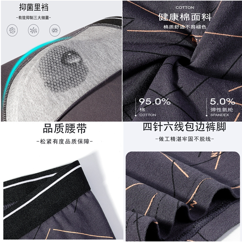 Ropa interior de algodón para hombres boxeadores sueltos pantalones transpirables de los hombres más tamaño Boxer shorts algodón impreso moda