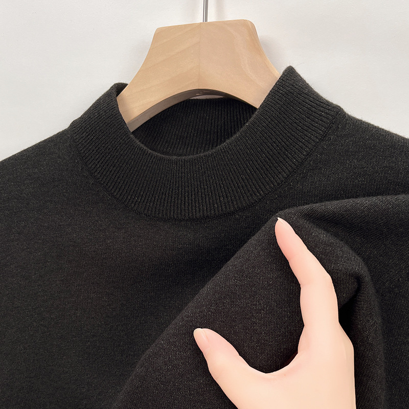 冬の新商品の男性式の半高襟のウールのセーターは厚くて暖かい長袖のニットの服の軽い豪華な紳士服の純色のセーターの男性を厚くします。|undefined