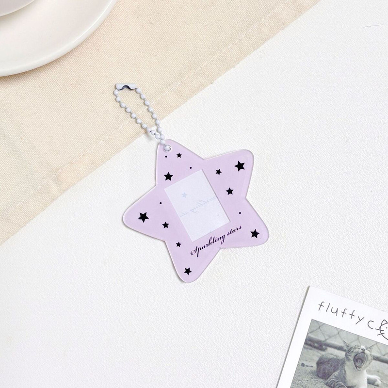 小紅書と同じスタイルのインかわいい星 1.0inch アクリルカードホルダー ID 写真スターチェイスカード写真収納ペンダント|undefined