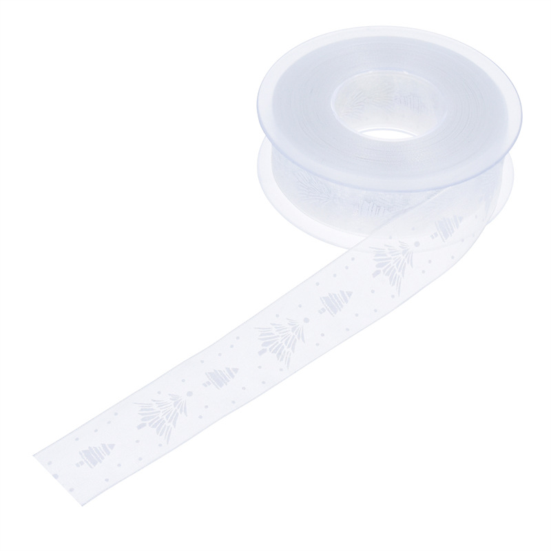 Navidad transfronteriza ribbon decoración de pastel impresa ribbon de árbol de Navidad gaza caja de regalo material ramo