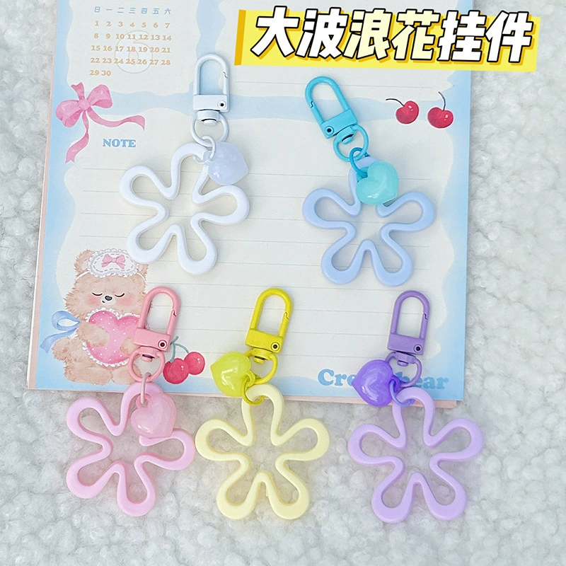 Цветной большой волной цветок брелок ins акриловый ажурный цветок любовь украшения diy мобильный телефон цепи аксессуары