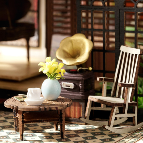 Zhiquwu retro time imprint handmade 3D three-dimensional puzzle assembly model loft cabin activity toy gift