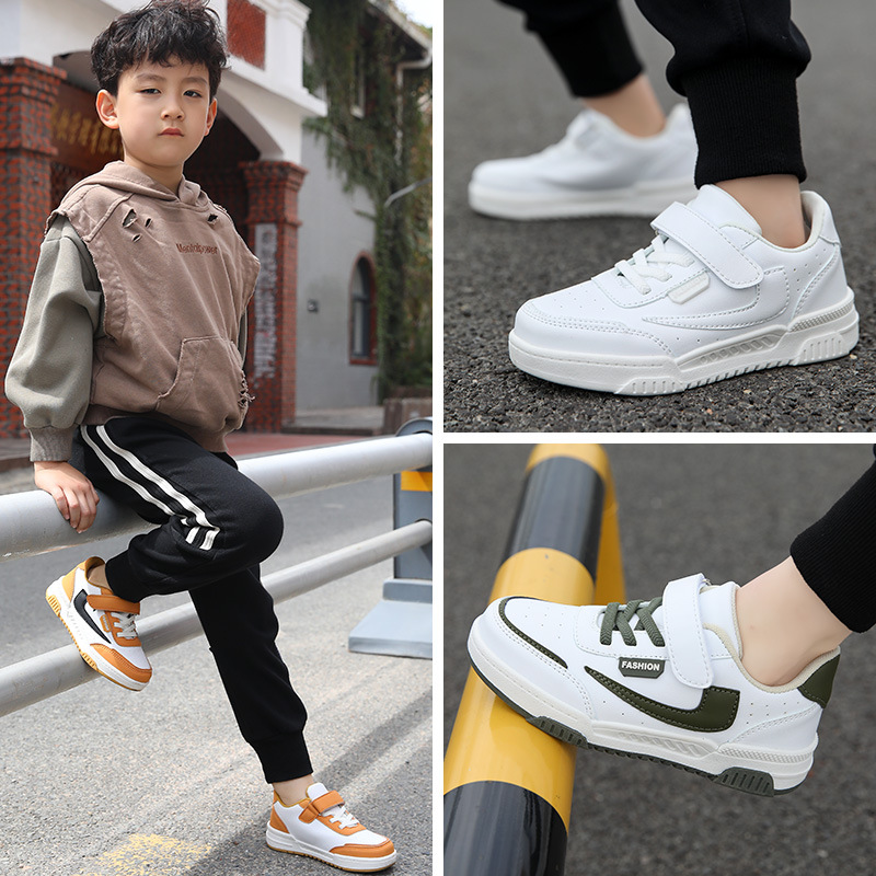 Zapatos para niños primavera y otoño nuevo estilo 2025 cuero impermeable zapatos casuales para niños medianos y grandes zapatos deportivos para niños de moda al por mayor