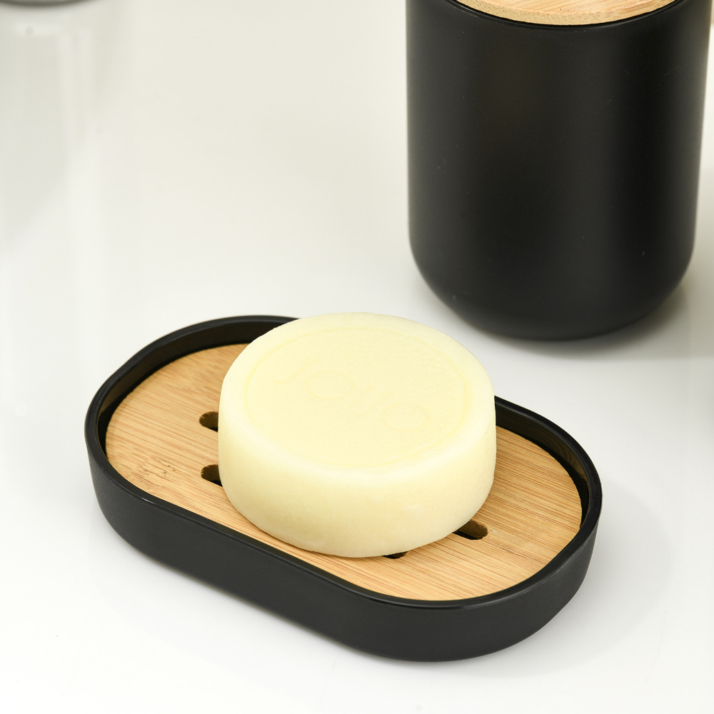 Jabonera con Drenaje para Baño Plástico PP y Bambú Biodegradable, Con Drenaje para Baño Doméstico image 3