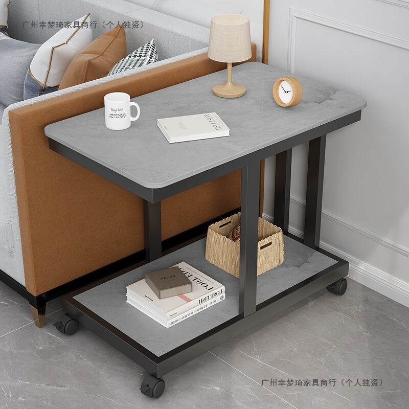 Slate Italian-Style Side Sofa Side Cabinet Armrest Tea Mobile Home Coffee Table Wheels Living Room Simple Tea Table