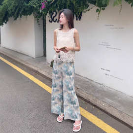 夏日百搭显瘦防晒冰丝宽松直筒裤高腰垂感松弛感慵懒风遛弯休闲裤