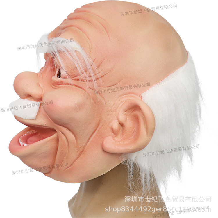 Nueva máscara de Halloween transfronteriza para los ancianos sombrero Mascarada Barba Blanca cara viejo abuelo látex