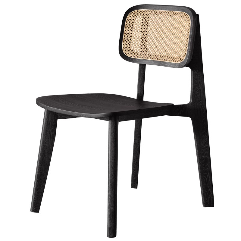 Silla de comedor de madera maciza de estilo antiguo 2024 nuevo estilo artístico Crema francesa Tejida de ratán Silla de abanico yi para el hogar