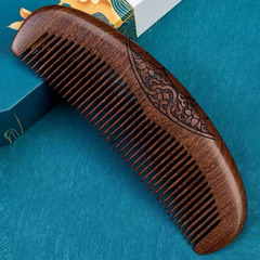 Household Old Sandalwood Comb Natural Solid Wood No Static Hair Loss Wide Dense Teeth Massage Women Engraved Practical Gift